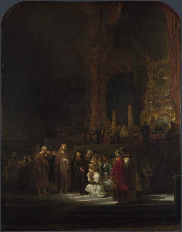 Rembrandt. Christ and the Woman Taken in Adultery. 1644. National Gallery, London, UK.