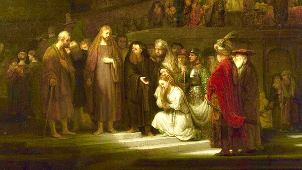 Rembrandt. Christ and the Woman Taken in Adultery. 1644. National Gallery, London, UK.