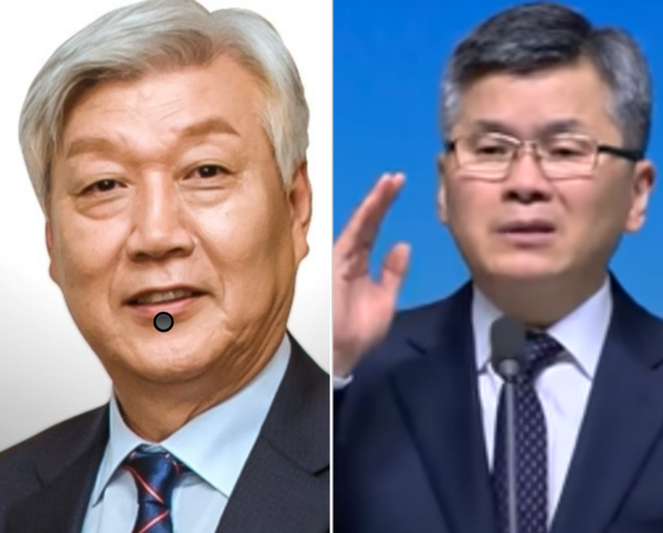 방인성 목사(좌)와 이찬수 목사(우)