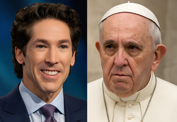 조엘 오스틴 목사(좌)와 프란치스코 교황(우)